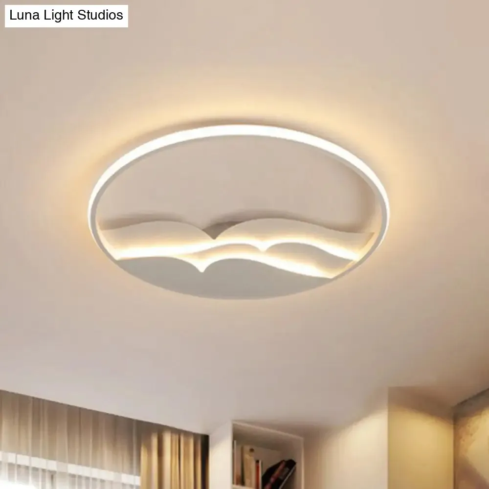 Modern Metal LED Flush Mount Ceiling Light with Halo Ring for Bedroom - White Flushmount