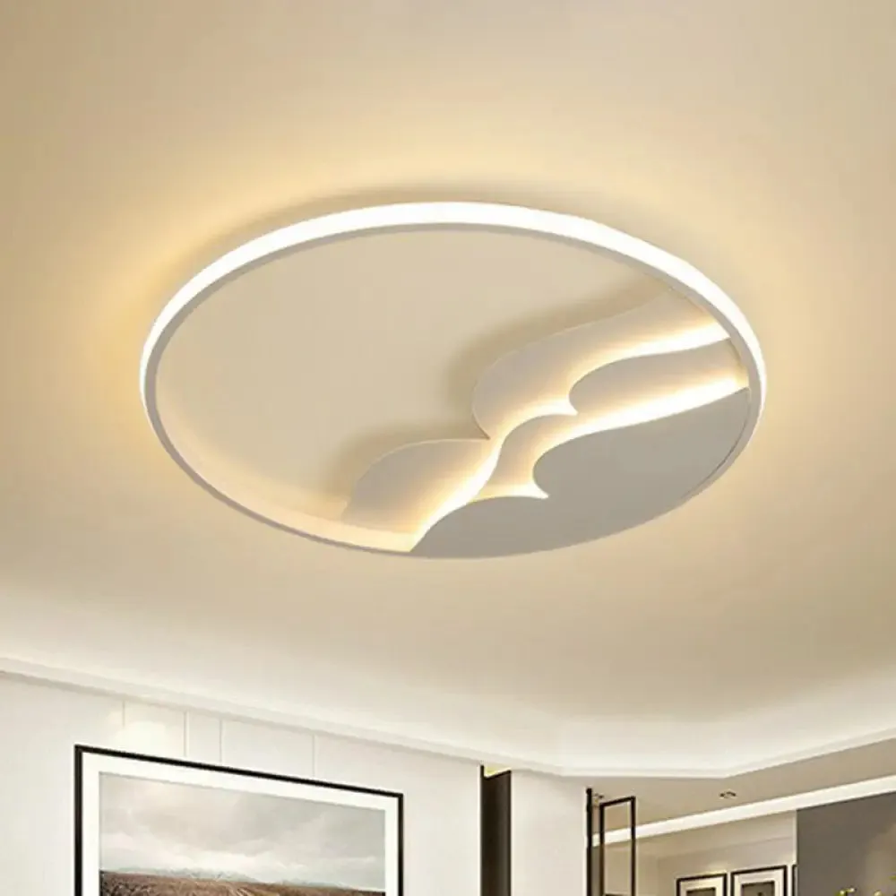 Modern Metal LED Flush Mount Ceiling Light with Halo Ring for Bedroom - White Flushmount