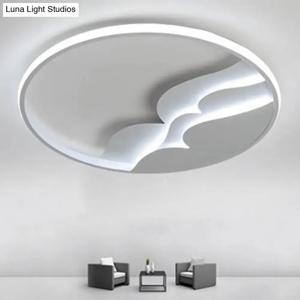 Modern Metal LED Flush Mount Ceiling Light with Halo Ring for Bedroom - White Flushmount