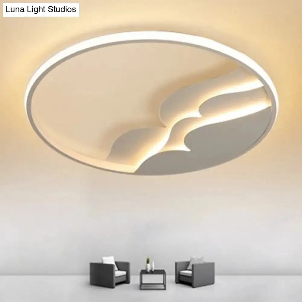 Modern Metal LED Flush Mount Ceiling Light with Halo Ring for Bedroom - White Flushmount