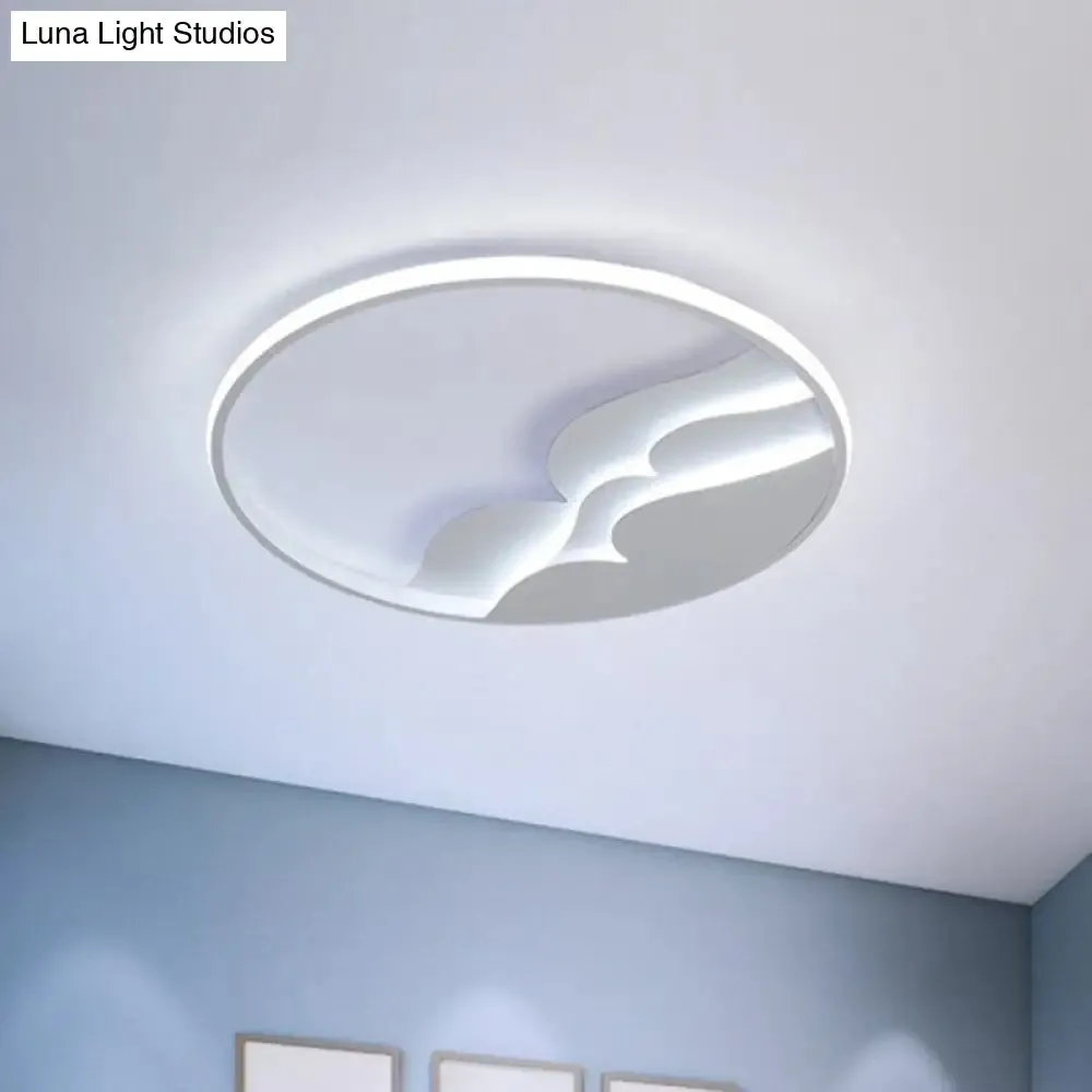 Modern Metal LED Flush Mount Ceiling Light with Halo Ring for Bedroom - White Flushmount