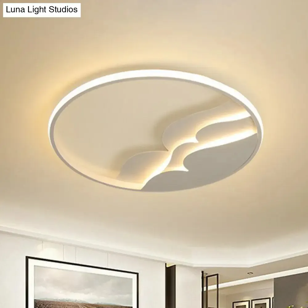 Modern Metal LED Flush Mount Ceiling Light with Halo Ring for Bedroom - White Flushmount