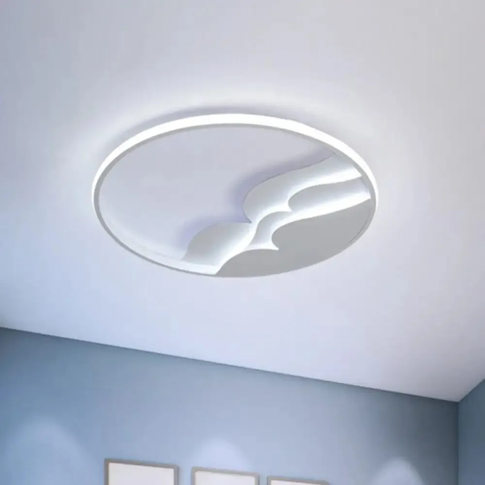 Modern Metal LED Flush Mount Ceiling Light with Halo Ring for Bedroom - White Flushmount