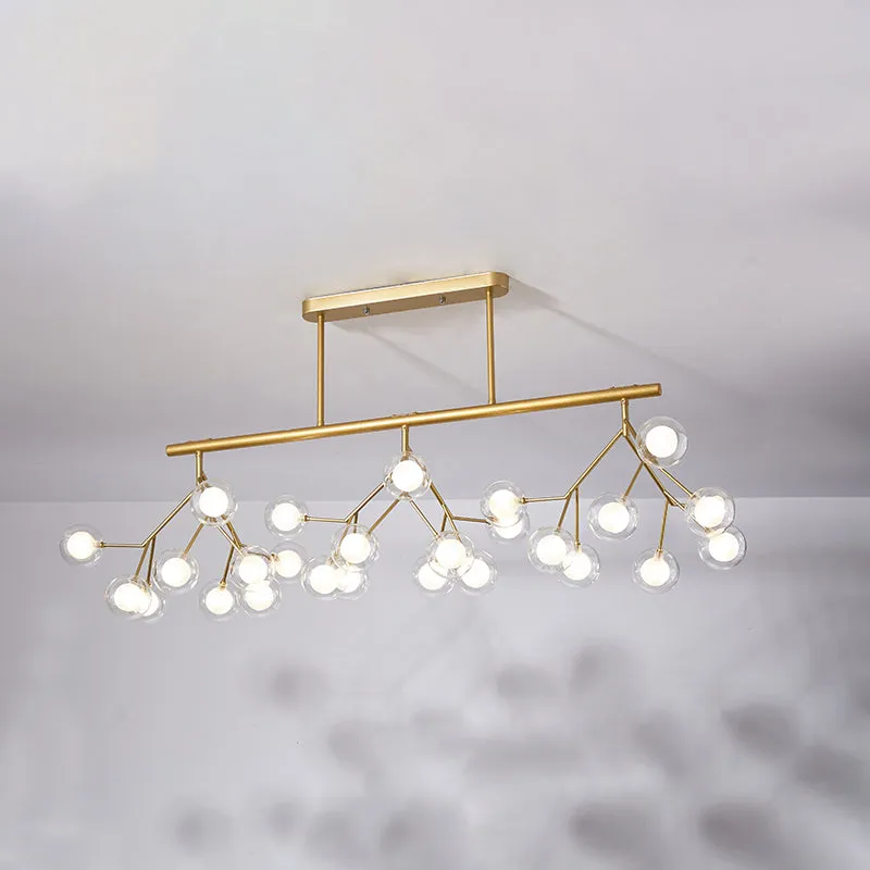 Modern Metal Linear Island Light: Branching LED Pendant Fixture