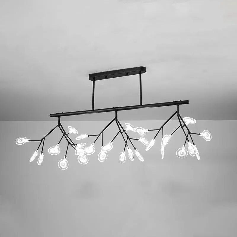 Modern Metal Linear Island Light: Branching LED Pendant Fixture