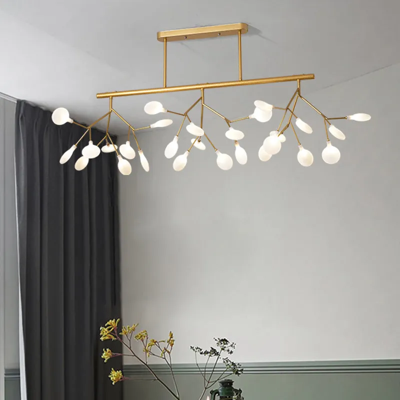 Modern Metal Linear Island Light: Branching LED Pendant Fixture