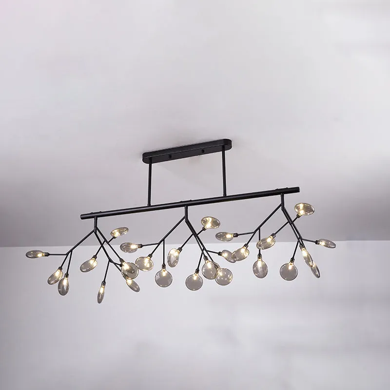 Modern Metal Linear Island Light: Branching LED Pendant Fixture