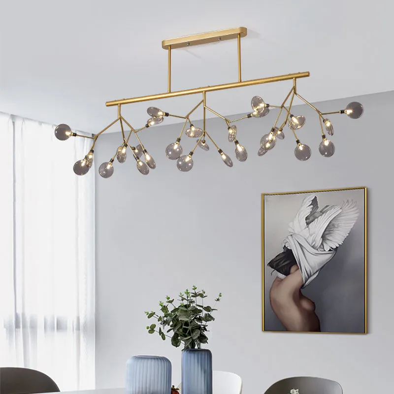 Modern Metal Linear Island Light: Branching LED Pendant Fixture