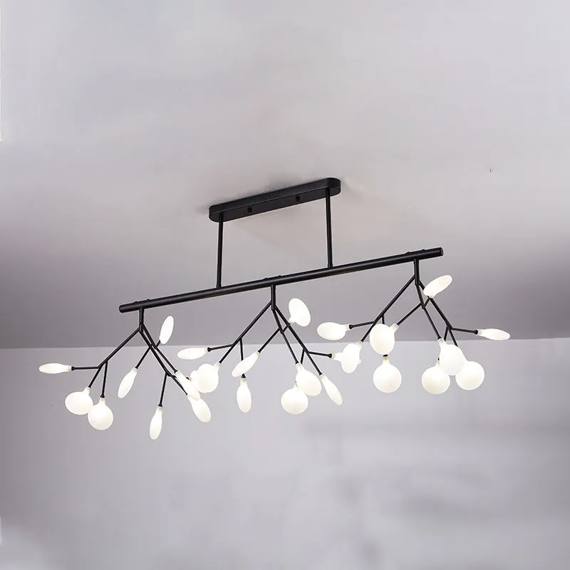 Modern Metal Linear Island Light: Branching LED Pendant Fixture