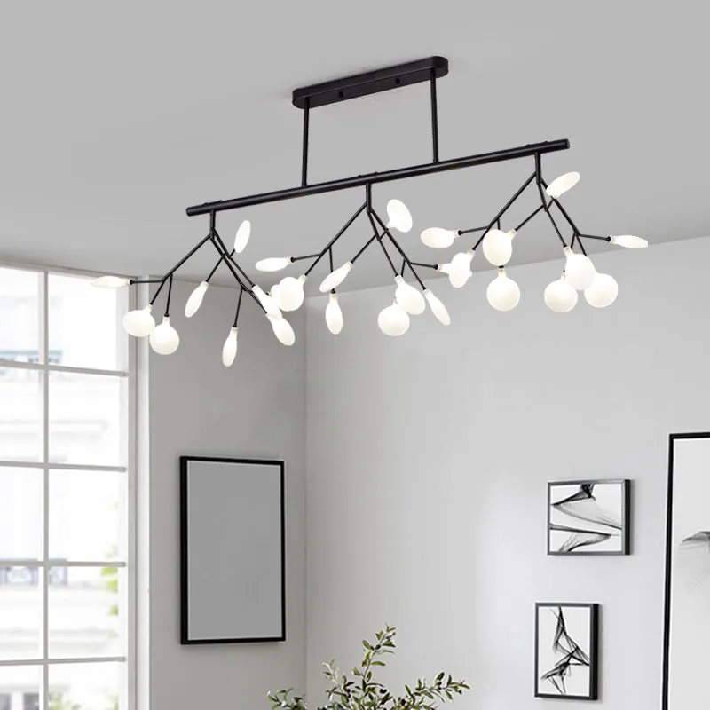 Modern Metal Linear Island Light: Branching LED Pendant Fixture