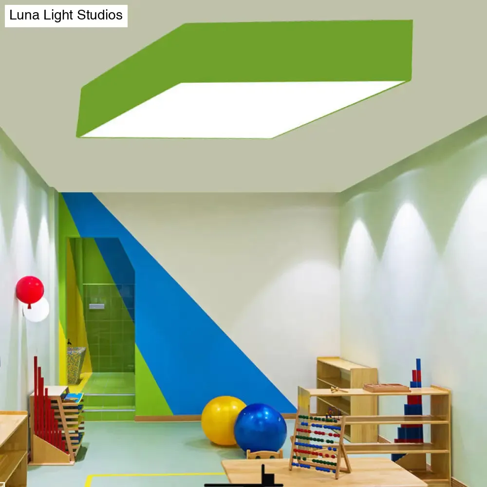 Modern Rhombus LED Ceiling Light for Kindergarten in Multiple Colors - Black, White, Red, Yellow, Green