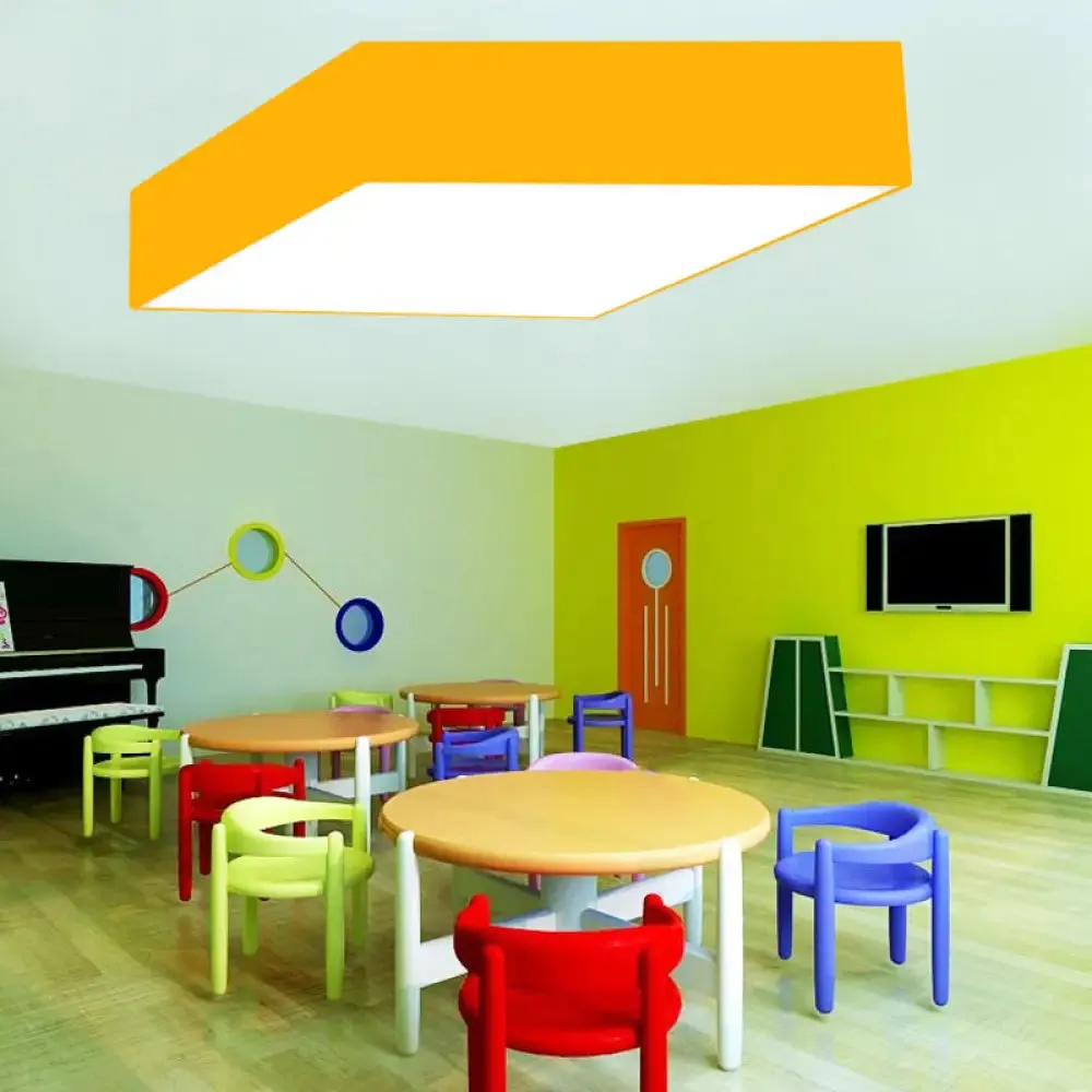 Modern Rhombus LED Ceiling Light for Kindergarten in Multiple Colors - Black, White, Red, Yellow, Green