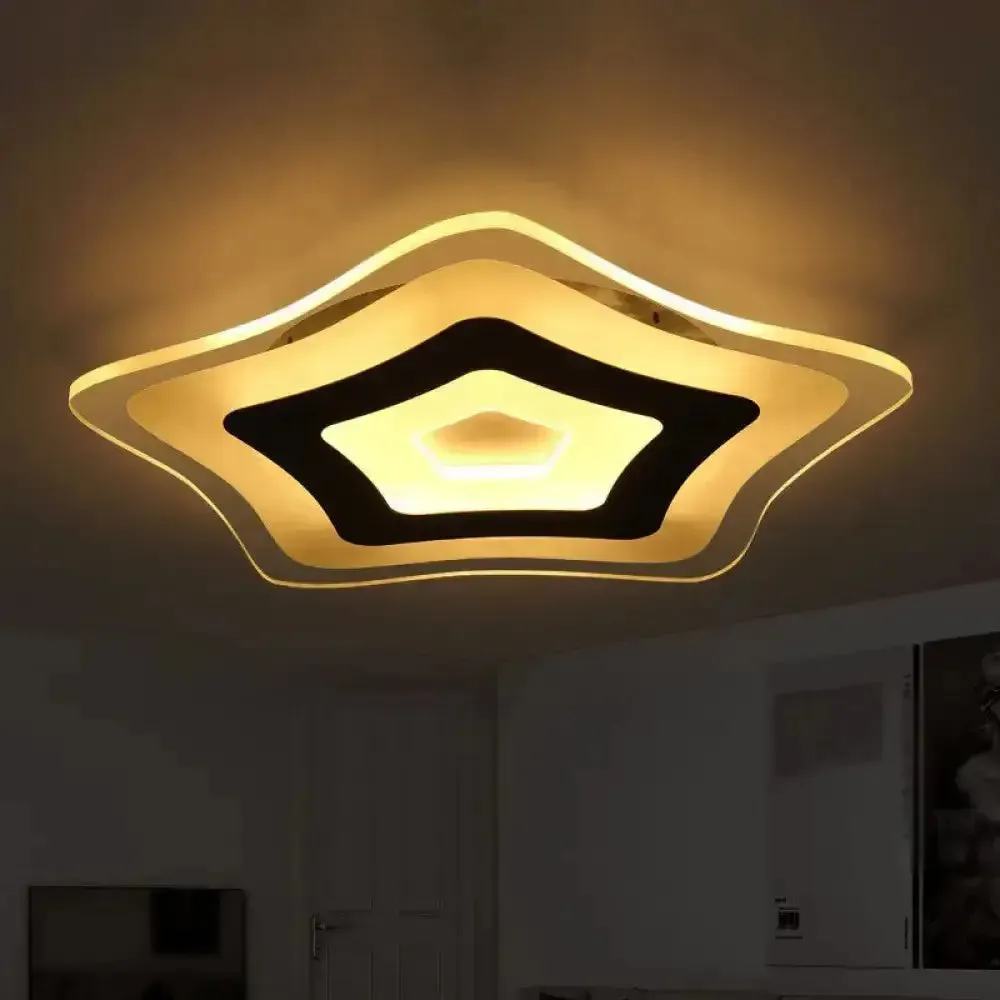 Modern Ultrathin LED Star Ceiling Lamp in Warm/White Light - 8"/16.5"/20.5" W