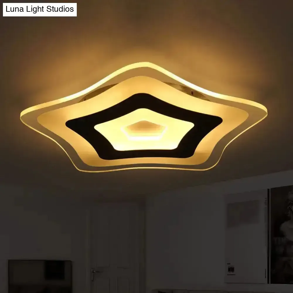 Modern Ultrathin LED Star Ceiling Lamp in Warm/White Light - 8"/16.5"/20.5" W