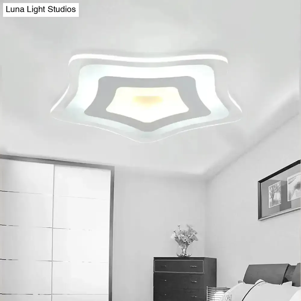 Modern Ultrathin LED Star Ceiling Lamp in Warm/White Light - 8"/16.5"/20.5" W