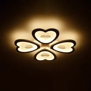 Modern White Acrylic Heart LED Semi Flush Ceiling Light Fixture for Living Room