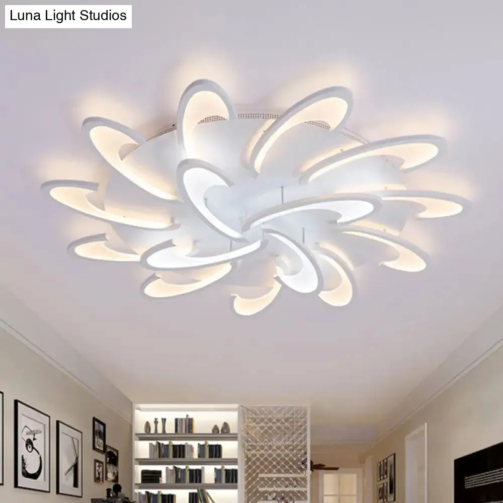 Modern Windmill Flush Ceiling Light - Acrylic Flushmount Fixture for Living Room with Multiple Lighting Options