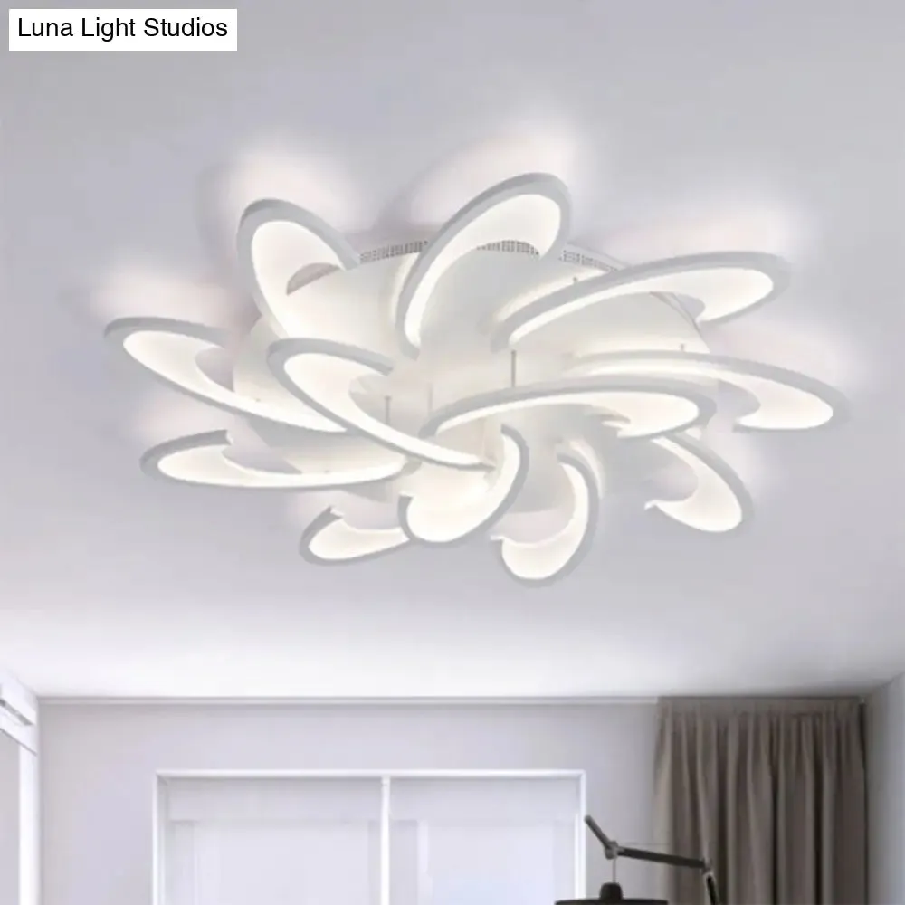 Modern Windmill Flush Ceiling Light - Acrylic Flushmount Fixture for Living Room with Multiple Lighting Options