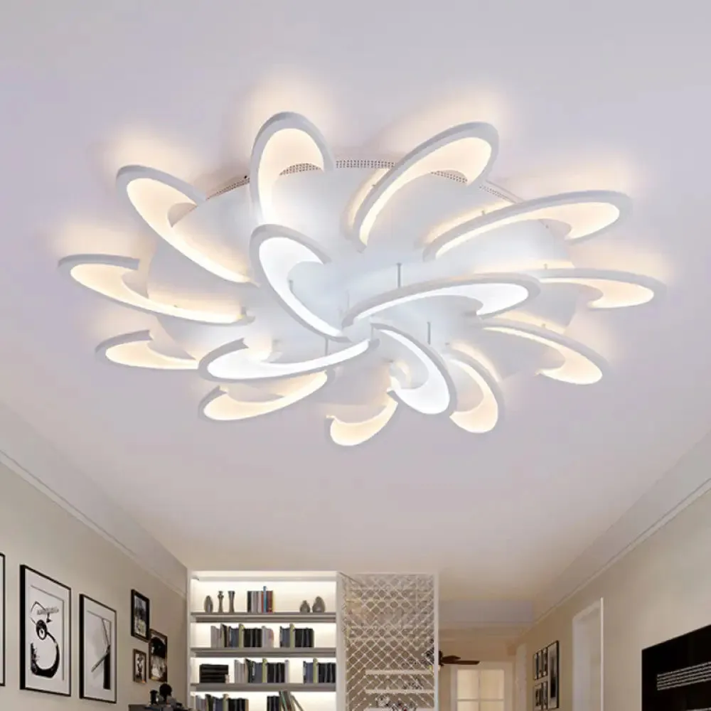 Modern Windmill Flush Ceiling Light - Acrylic Flushmount Fixture for Living Room with Multiple Lighting Options