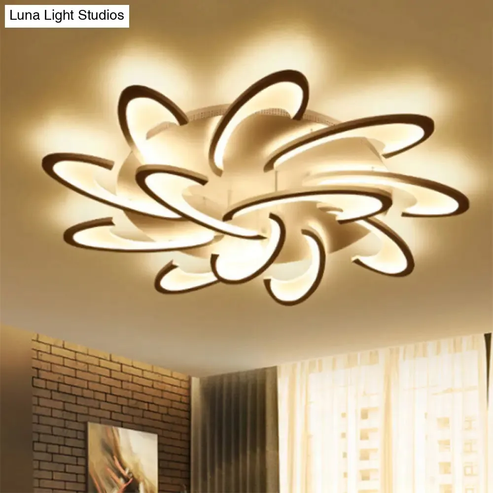 Modern Windmill Flush Ceiling Light - Acrylic Flushmount Fixture for Living Room with Multiple Lighting Options