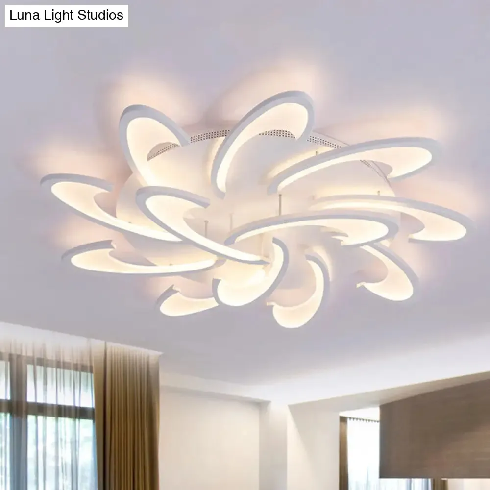 Modern Windmill Flush Ceiling Light - Acrylic Flushmount Fixture for Living Room with Multiple Lighting Options