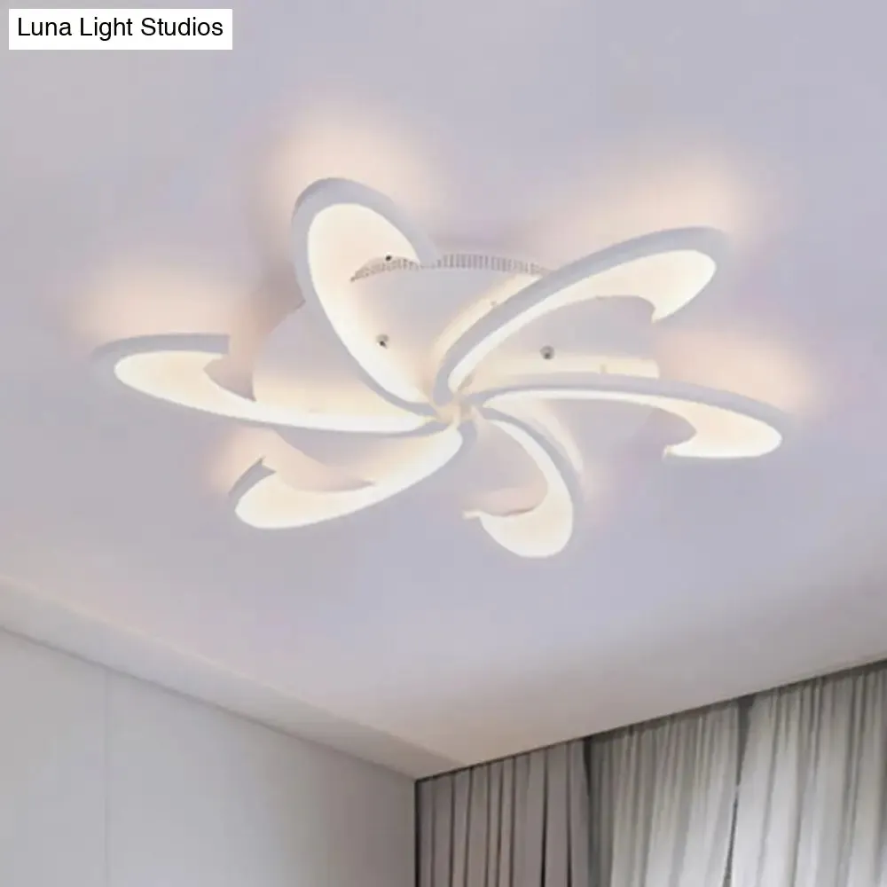 Modern Windmill Flush Ceiling Light - Acrylic Flushmount Fixture for Living Room with Multiple Lighting Options