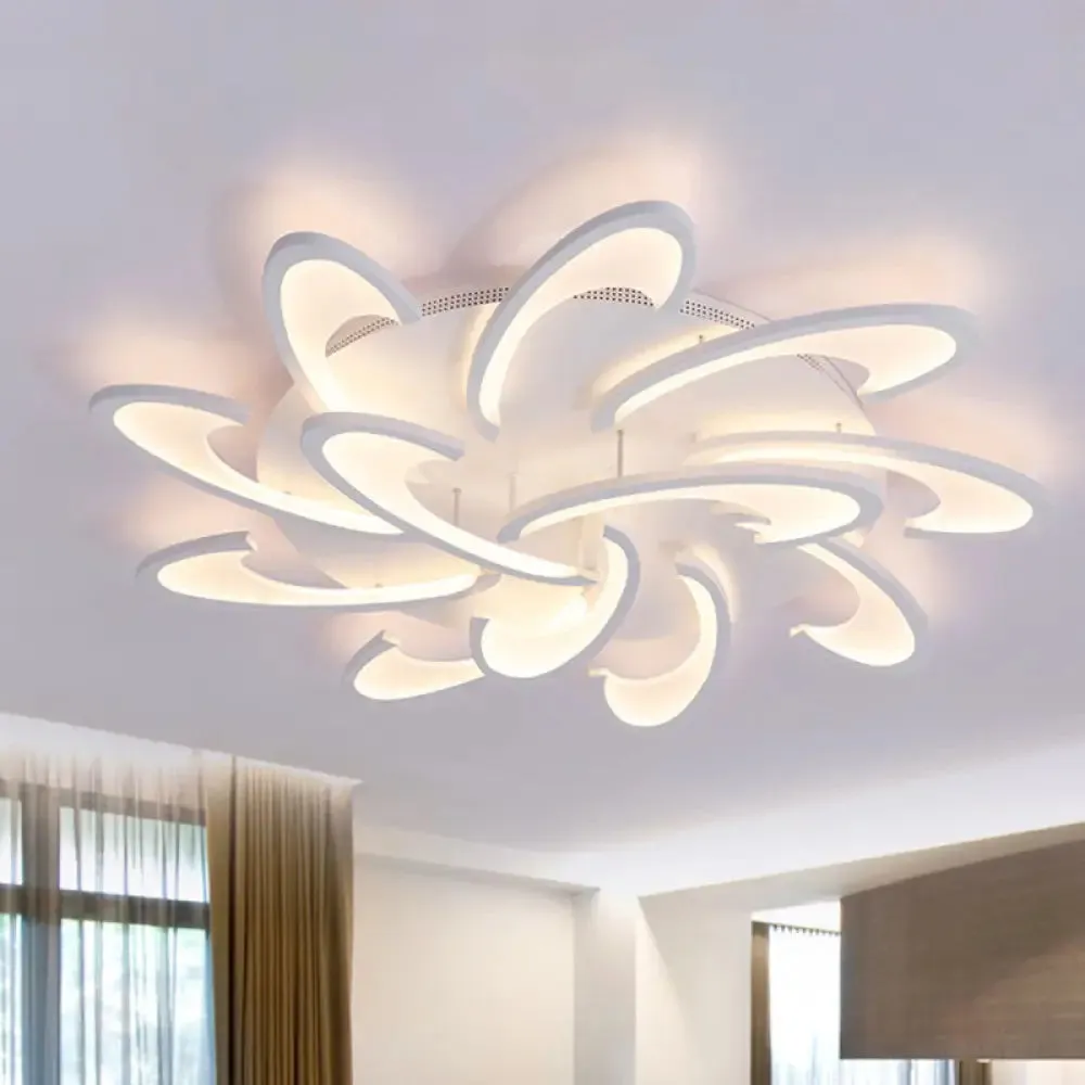 Modern Windmill Flush Ceiling Light - Acrylic Flushmount Fixture for Living Room with Multiple Lighting Options