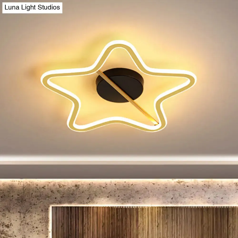 Modernist LED Gold Star Acrylic Flush Mount Ceiling Light with Line Design