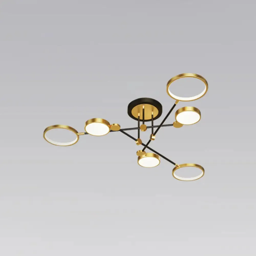 Modernist Metal Ring Chandelier Pendant Light with Hanging Cord - Perfect for Living Room