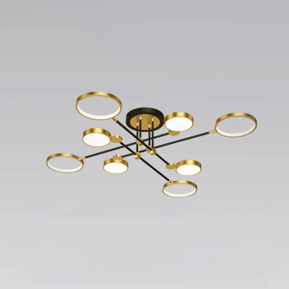 Modernist Metal Ring Chandelier Pendant Light with Hanging Cord - Perfect for Living Room