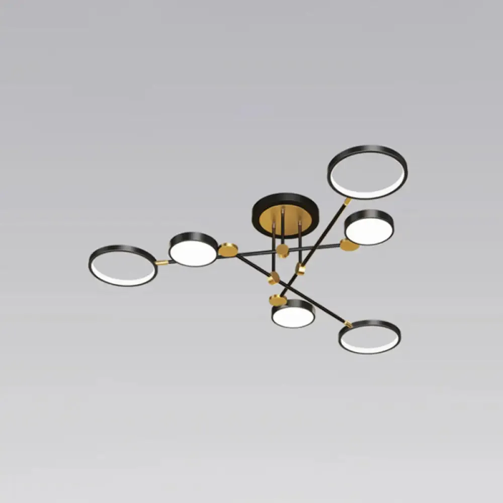 Modernist Metal Ring Chandelier Pendant Light with Hanging Cord - Perfect for Living Room