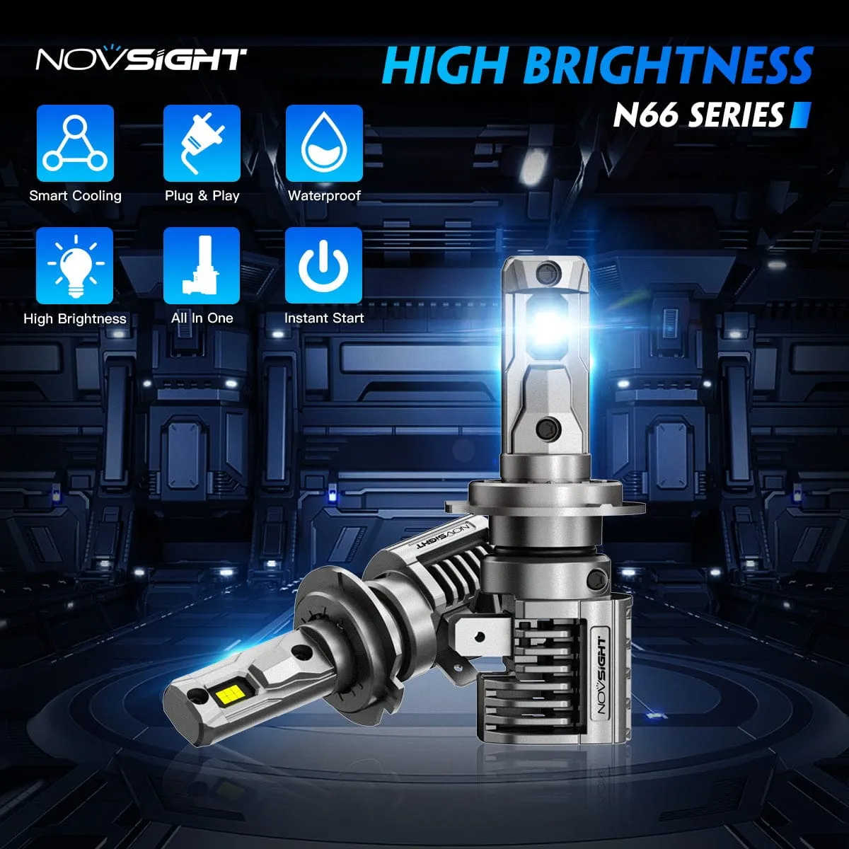 N66 Pro Series Wireless | H7 LED Bulbs Perfect Beam 80W 18000LM 6500K White | 2 Bullbs