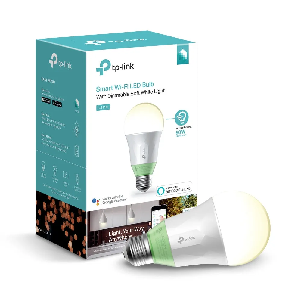 New!!!TP-Link LB110 Smart Wi-Fi LED Bulb with Dimmable Light & Energy Monitor, E27, 10W, 800lm, 2700K