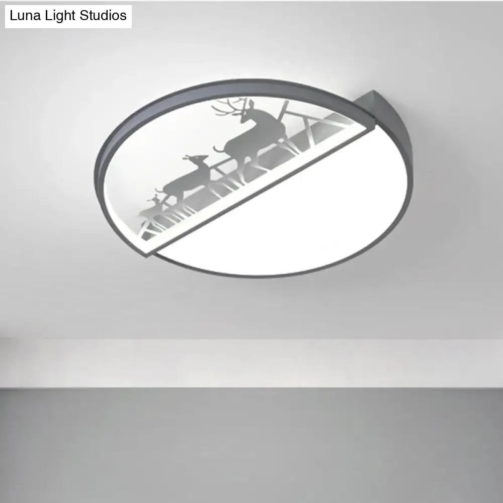 Nordic LED Ceiling Light with Deer Silhouette in 3 Colors