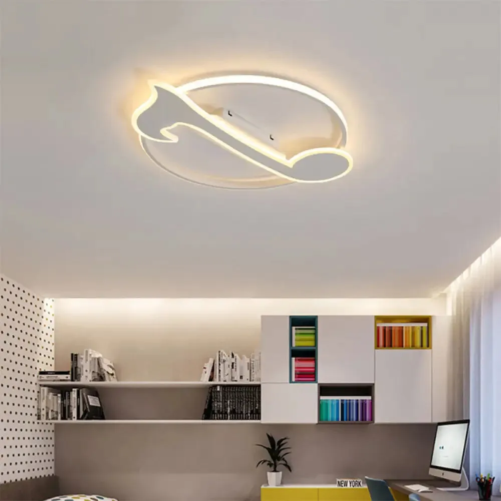 Nordic Musical Note Ceiling Mount Light for Kindergarten - Acrylic Candy Colored Lamp