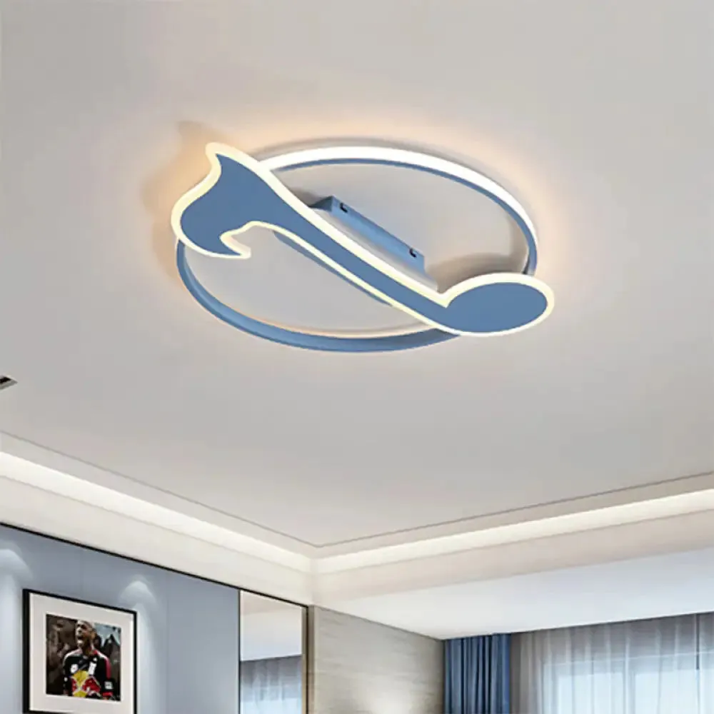 Nordic Musical Note Ceiling Mount Light for Kindergarten - Acrylic Candy Colored Lamp