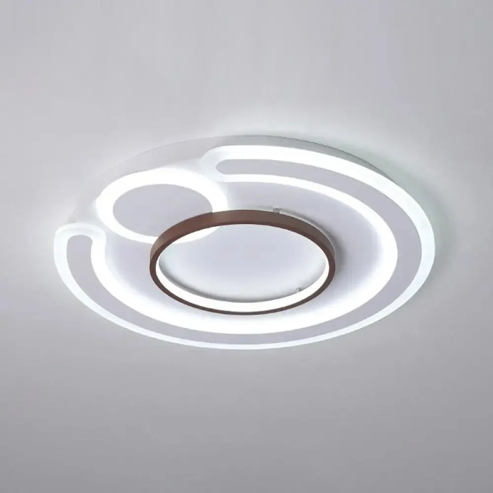 Nordic Style LED Coffee Flushmount Ceiling Light - Acrylic Circular Shape