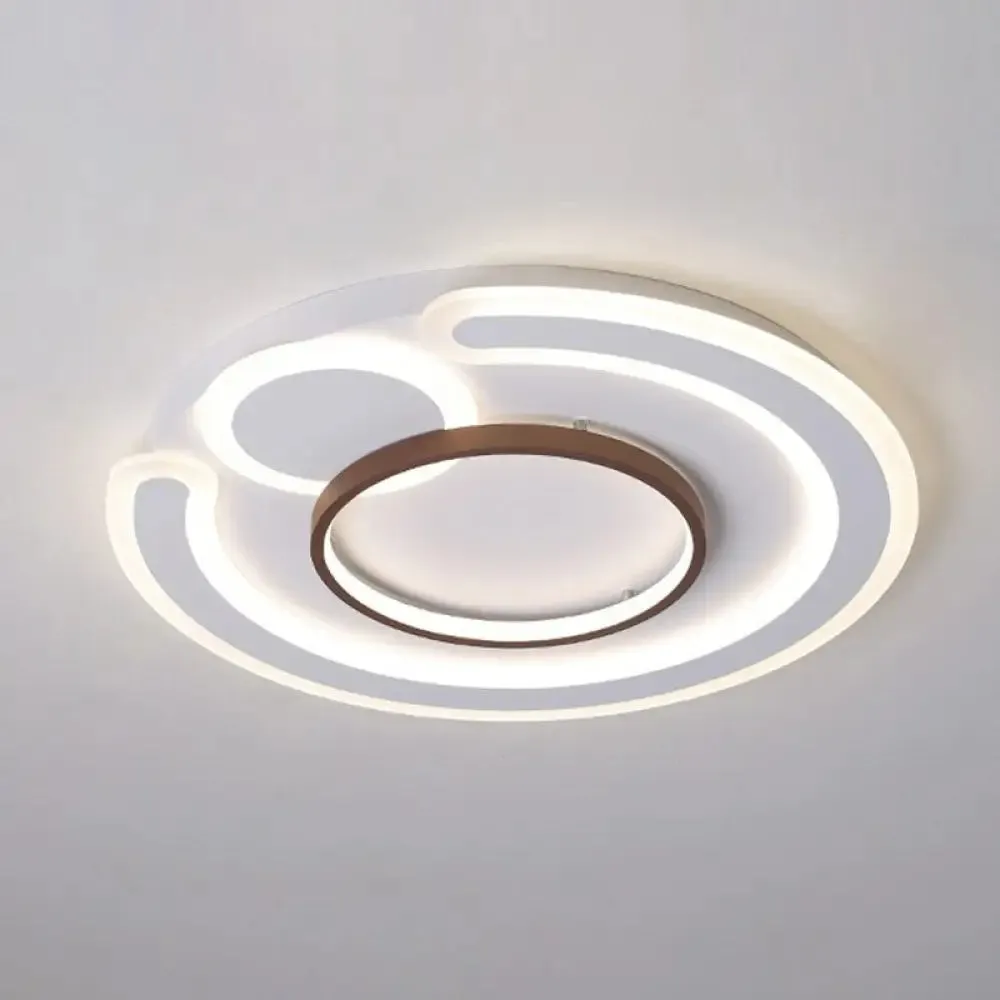 Nordic Style LED Coffee Flushmount Ceiling Light - Acrylic Circular Shape