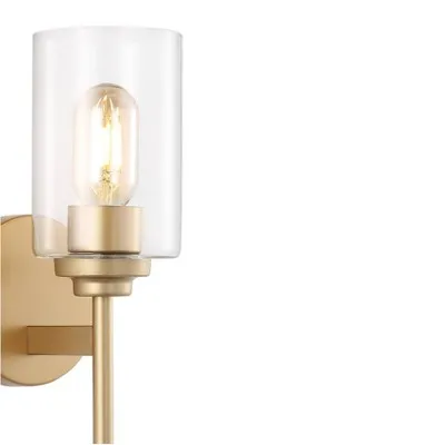 Open Box - 13" LED 1-Light Juno Industrial Iron Cylinder Wall Sconce Brass Gold/Clear - JONATHAN Y