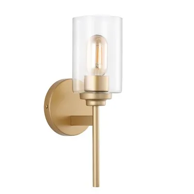 Open Box - 13" LED 1-Light Juno Industrial Iron Cylinder Wall Sconce Brass Gold/Clear - JONATHAN Y