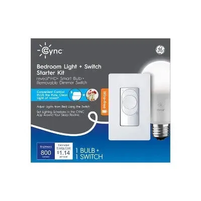 Open Box - GE CYNC Reveal Smart Light Bulb with Smart Wire-Free Dimmer Switch Bundle