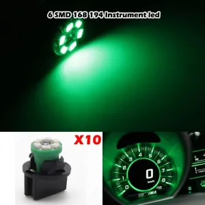 Partsam T10 194 LED Light bulb 168 LED Bulbs Bright Instrument Panel Gauge Cluster Dashboard LED Light Bulbs Set 10 T10 LED Bulbs with 10 Twist Lock Socket -Green