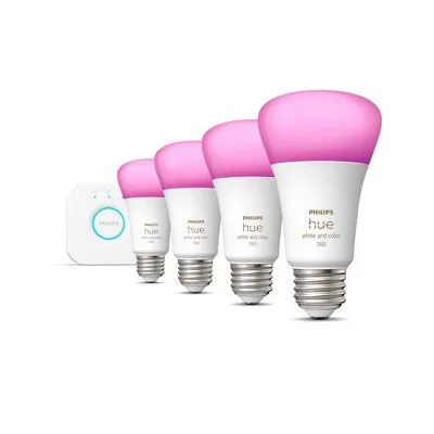 Philips Hue 4pk White and Color Ambiance A19 LED Smart Bulb Starter Kit