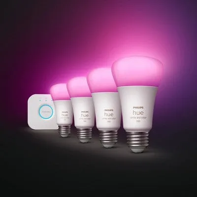 Philips Hue 4pk White and Color Ambiance A19 LED Smart Bulb Starter Kit