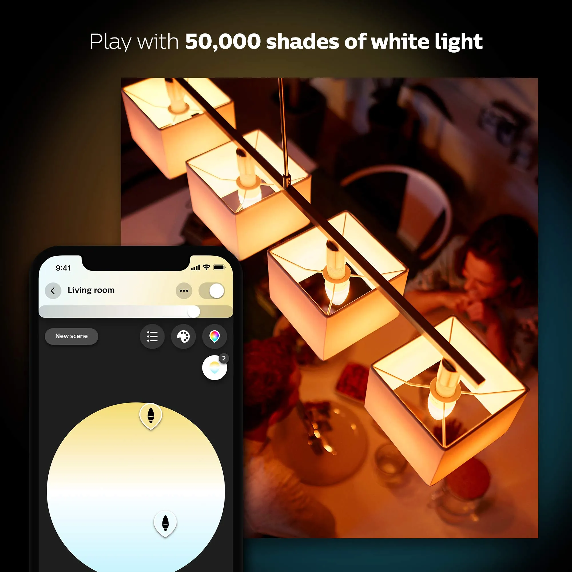 Philips Hue White Ambiance E14 LED Candle Extension, dimmable, all shades of white, controllable via app, compatible with Amazon Alexa (Echo, Echo Dot), 1-pack