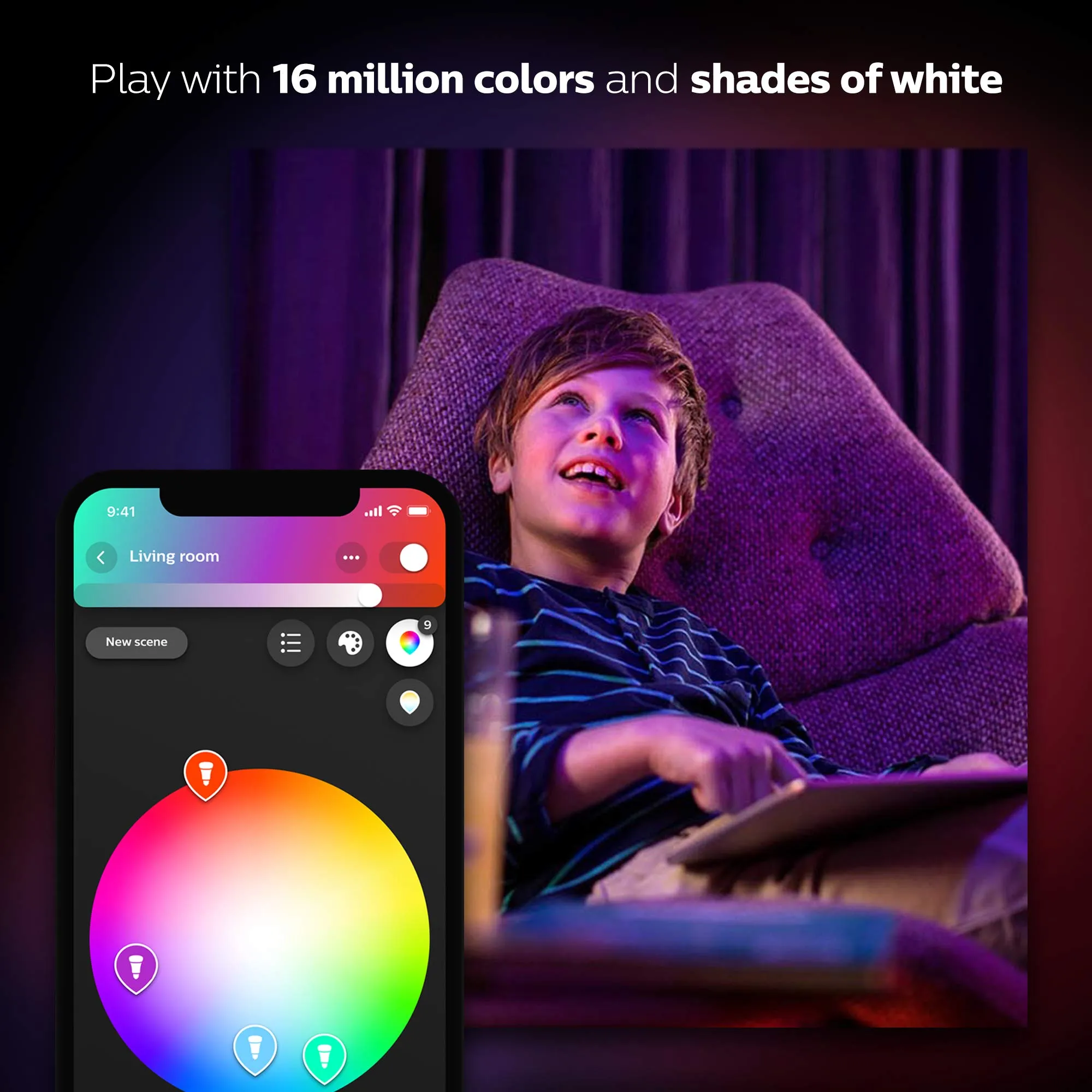 Philips Hue White and Colour Ambiance Starter Kit: Smart Bulb 3x Pack LED [E27 Edison Screw] Including Dimmer Switch and Bridge, Works with Alexa, Google Assistant and Apple HomeKit