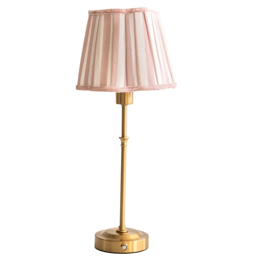 Pink Stripe Scallop Shade USB Table Lamp