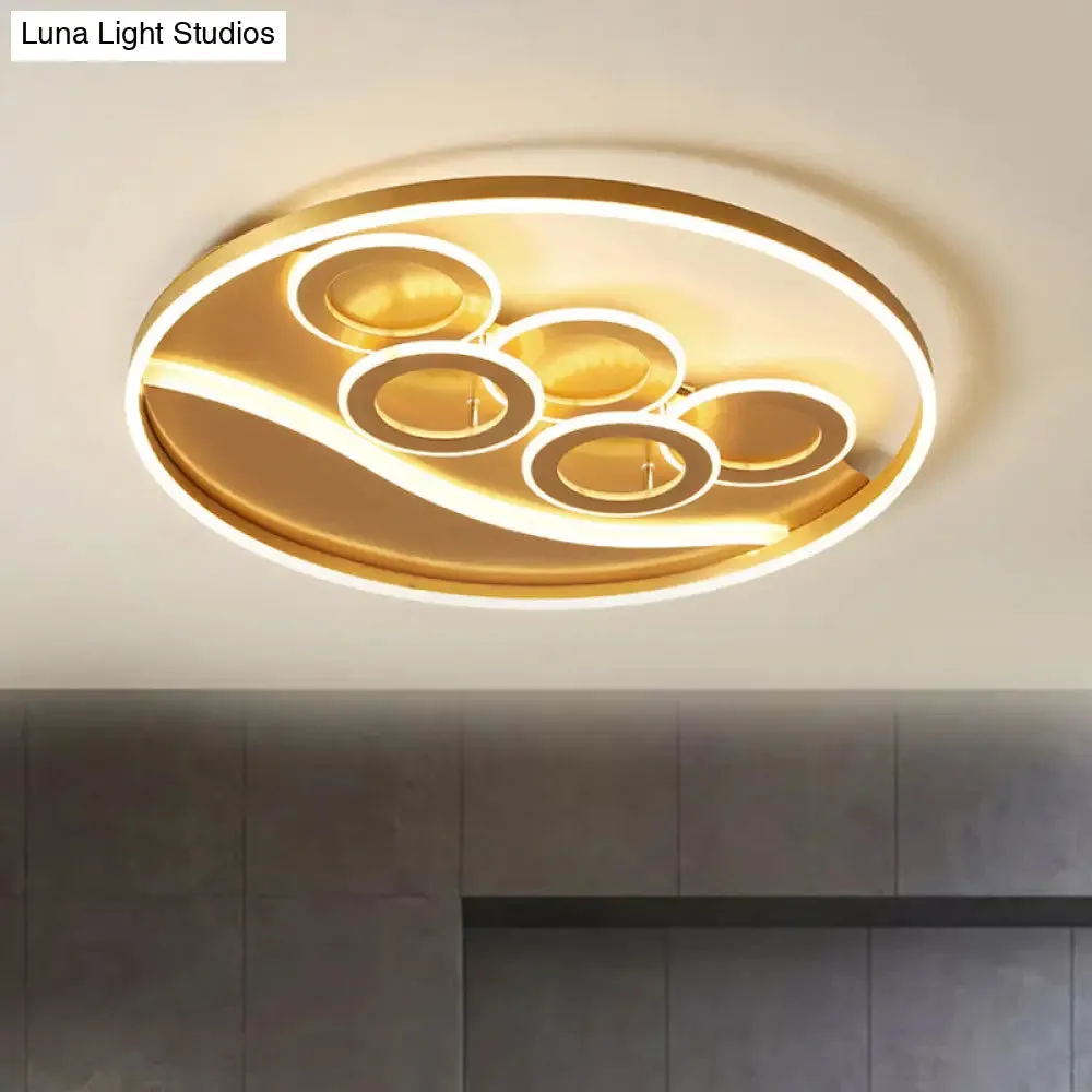 Postmodern Gold LED Flush Mount Ceiling Light with Stepless Dimming - Warm/White Light & Remote Control