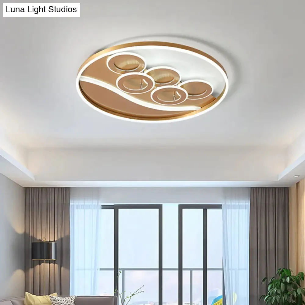 Postmodern Gold LED Flush Mount Ceiling Light with Stepless Dimming - Warm/White Light & Remote Control