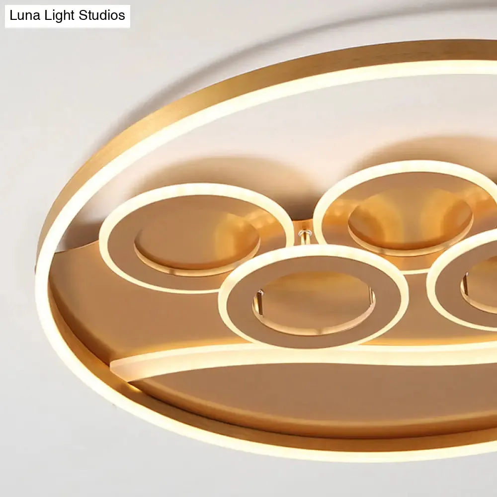 Postmodern Gold LED Flush Mount Ceiling Light with Stepless Dimming - Warm/White Light & Remote Control